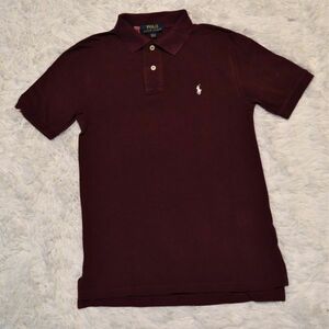 ★④★POLO★ラルフローレン★ラルフローレン(株) ★エンジ色・ポロ刺繍付き半袖ポロシャツ　M　（1０-1２）　1５0/７６