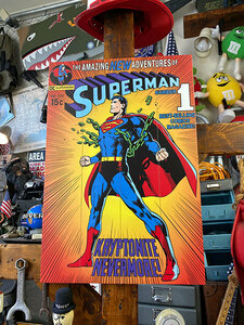 スーパーマン　ウッドパネルアート　（NO.1）　■　アメリカン雑貨　アメリカ雑貨