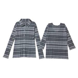 1円 ISSEY MIYAKE イッセイミヤケ PLEATS PLEASE ボーダー カーディガン サイズ3 / カットソー サイズ4 グレー系 ポリエステル レディース