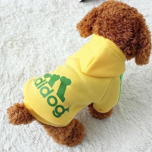 ・送料390円 adidog(アディドック) ドッグウェア adidogロゴ スリーライン 裏起毛パーカー (イエロー)Ｌ