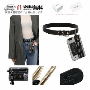 K807-M.. Red Valentino レッドヴァレンティノ BELT ベルト ポーチ ケース レザー 小物入れ ロゴ イタリア製 ★ ブラック