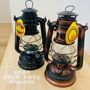 2点セット キャンプ 灯油ランタン オイルランプ 鉄製亜鉛メッキ アウトドア　野外登山 高さ25cm 