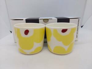 #3130 ☆2024年春限定カラー☆marimekko マリメッコ ウニッコ ラテマグ コーヒーカップ 2個セット 日本限定 新品未使用 イエロー