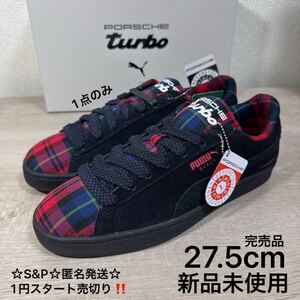 1円スタート売切り 新品未使用 27.5cm 完売品 PUMA プーマ Suede Classic Tartan 308417 定価17,600円 ポルシェレガシー タータン ブラック