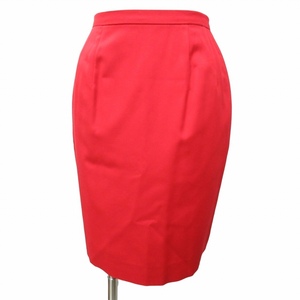 クリスチャンディオール Christian Dior ウールタイトスカート 膝丈 赤 レッド 7 約Sサイズ 0421 ■GY14 レディース