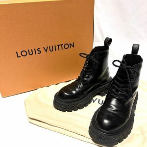 希少◇Louis Vuitton ルイヴィトン LVバロックライン 1AAH5U ブーツ 6 レースアップ ブラック メンズ レディース ユニセックス