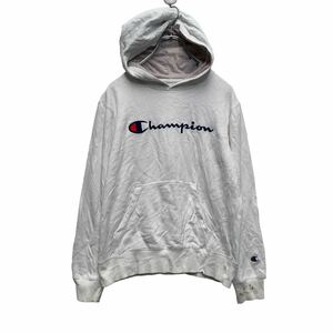 Champion ロゴスウェット パーカー L レディース ホワイト チャンピオン 裏起毛 プルオーバー 古着卸 アメリカ仕入 a606-6102