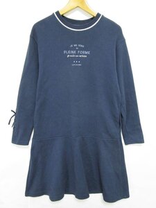 【送料込】[キッズ/子供]　pom ponette　ポンポネット　ワンピース　160cm　紺　ネイビー　綿　コットン　長袖　女の子用 /n472215