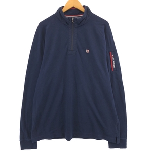 古着 トミーヒルフィガー TOMMY HILFIGER ATHLETE ハーフジップ ロングTシャツ ロンT メンズXXL /eaa432328 【SS2409_10%】