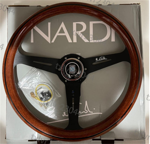 NARDI ナルディ ステアリング 車ハンドル350mm 14インチ ウッド調 ポリッシュ ブラウン 350mm ★051★