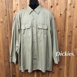 Dickies◇ディッキーズ /メンズ2XL ワークシャツ トップス 長袖シャツ ポリコットン 無地 二つポケット 作業 アメカジ ミリタリー USA古着