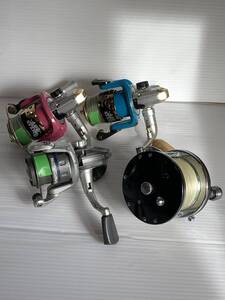 A514 スピニングリール4点セット　OCEAN TOY 3000/オーシャン　トイ　ピンク＆ブルー　OKUMA/オクマ　CASCADE CS-30　PENN60 釣具