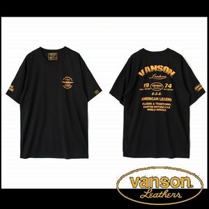 新品正規 VANSON Tシャツ 半袖Tシャツ ブラック/イエロー L VS23802S アメカジ バイカー