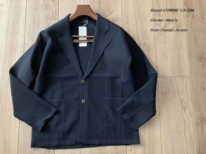 新品 COMME CA ISM コムサイズム シングルブレスト ニットジャケット 09ネイビー Lサイズ 25JE40 定価9,800円