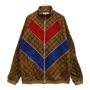 GUCCI グッチ 18AW GG Printed Technical Jersey Jacket 523488 X9V34 GGスプリーム総柄トラックジャケット ブルゾン ブラウン