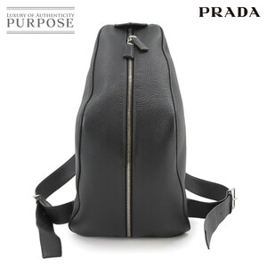 新品同様 プラダ PRADA 三角 バックパック リュックサック レザー ネロ ブラック 2VZ099 シルバー 金具 Backpack 90231922