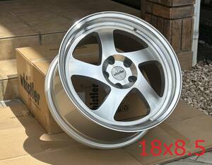 新品！Whistler KR1 18x8.5+35 5穴 PCD114.3 Machined Silver USDM 深リム Hellaflush