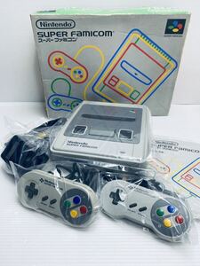 動作品 Nintendo 任天堂 スーパーファミコン SHVC-002コントローラ ACアダプター AVケーブル 箱付,セット希少品(H-98)