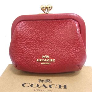 美品☆COACH コーチ ノラ キスロック レザーコインケース がま口 レッド 財布 レディース 本革 箱付き