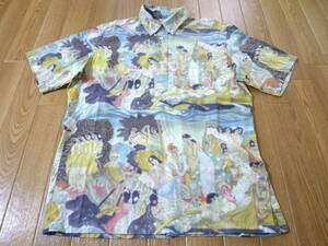 初期 ドゥニーム HAWAIIAN DENIME オリゾンティ☆裏地使い プルオーバー アロハシャツ☆Ｓ