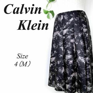 Calvin Klein カルバンクライン 総柄 ボックスプリーツスカート 4 フレアスカート 40 M