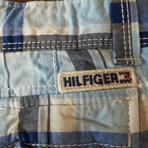 TOMMY HILFIGER　キッズショートパンツ92　90 短パン ズボン　チェックトミーヒルフィガー　水色　ブルーホワイト　おしゃれ男子　男の子