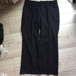 新品タグ 未使用 未着 Banana Republic バナナ リパブリック 大きい 毛混 素敵なストライプ柄パンツ MARTIN FIT サイズ12R ネイビー