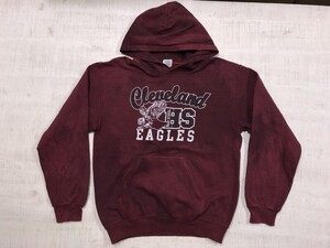 GILDAN製 アメカジ ストリート クリーブランド Cleveland AGLES カレッジ むら染め スウェット パーカー プルオーバー メンズ S エンジ