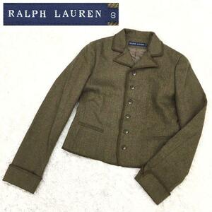 RALPH LAUREN ラルフローレン ジャケット ウール レディース サイズ9号 日本製 カーキ ポケットしつけ糸あり