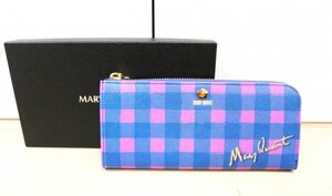 MARY QUANT マリークヮント ★ 長財布 ★ ロゴ入り ★ ライトブルー・ピンク・チェック柄