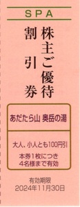 ★あだたら山 奥岳の湯　株主ご優待割引券×1枚★富士急行株主優待★2024/11/30まで★即決