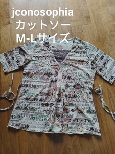 Jconosophia 総柄 レース ストレッチ 半袖 カットソー M-L