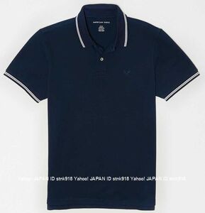 〓SALE!! アメリカンイーグル/US XL/AE Logo Pique Tipped ポロ/Navy