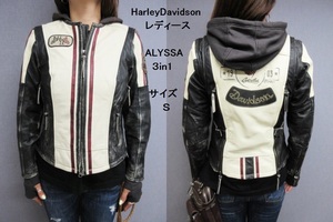 Ｓ 美品 ハーレーダビッドソン レディース「ALYSSA 3in1」牛革 レザージャケット ライダース Harley-Davidson 女性 定価10万円オーバー