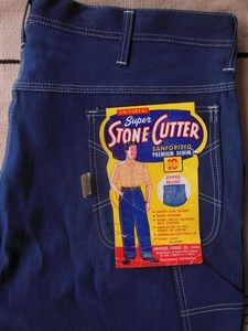 50S60S デッドストック ビンテージ SUPER STONE CUTTER デニム ペインターパンツ42X29 GRIPPERジッパー　