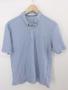 ◇ ◎ green label relaxing UNITED ARROWS ストライプ 半袖 シャツ ブラウス サイズXL ブルー ホワイト レディース P