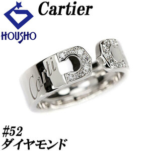 カルティエ ダイヤモンド C2 リング K18WG #52 オープンリング 2007年 ブランド Cartier 送料無料 美品 中古 SH112026