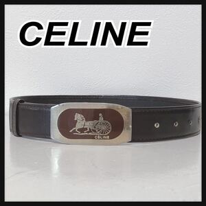 ☆CELINE☆ セリーヌ ベルト バックルベルト レザーベルト ブラウン 茶色 レザー 本革 ゴールド金具 レディース 女性 送料無料