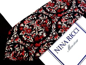 ♪25962D♪状態並品【草花 植物 柄】ニナリッチ【NINA RICCI】ネクタイ