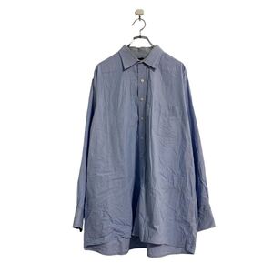 TOMMY HILFIGER 長袖 無地シャツ 2XL ブルー トミーヒルフィガー シンプル 古着卸 アメリカ仕入 a605-7466