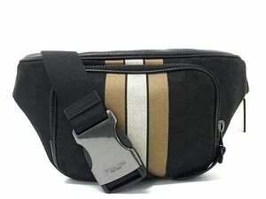 1円 ■美品■ COACH コーチ C5386 トンプソン シグネチャー キャンバス×レザー ボディバッグ メンズ レディース ブラック系 FA6084