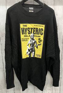 HYSTERIC GLAMOUR 長袖ニット ヒステリックグラマー リネン素材 01203NS04 ブラック クルーネック