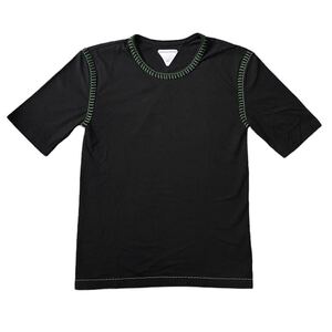 極美品 BOTTEGA VENETA ボッテガヴェネタ 2021年 ステッチデザイン Tシャツ ブラック グリーン 中古 正規品