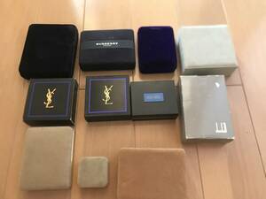 ブランドタイピン、カフス ケース入りおまとめ11セット ダンヒル dunhill、サンローラン、バーバリー、Christian Dior、Pierre Balmain 他