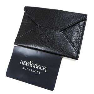 未使用 ニューヨーカー 牛革 名刺入れ カードケース NEW YORKER クロ NYK401