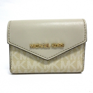 マイケルコース MICHAEL KORS キーケース - PVC(塩化ビニール)×レザー グレージュ×ベージュ 6連フック/コインケース付き 財布