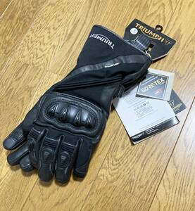 未使用☆[TRIUMPH] RUTLAND GTX GLOVE GORE-TEX ナイロン切替 レザーグローブ S メンズ ブラック バイカー手袋 ゴアテックス トライアンフ