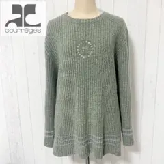 Courreges ニットロゴ刺繍 長め丈 ウール混