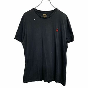 POLO RALPH LAUREN 半袖 ロゴ Tシャツ Mサイズ ポロラルフローレン シングルステッチ 刺繍 ブラック 古着卸 アメリカ仕入 t2407-3927