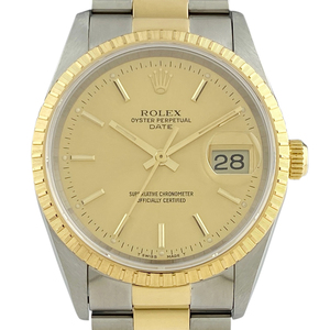 ロレックス ROLEX オイスターパーペチュアル デイト 15223 腕時計 SS YG 自動巻き シャンパンゴールド ボーイズ 【中古】